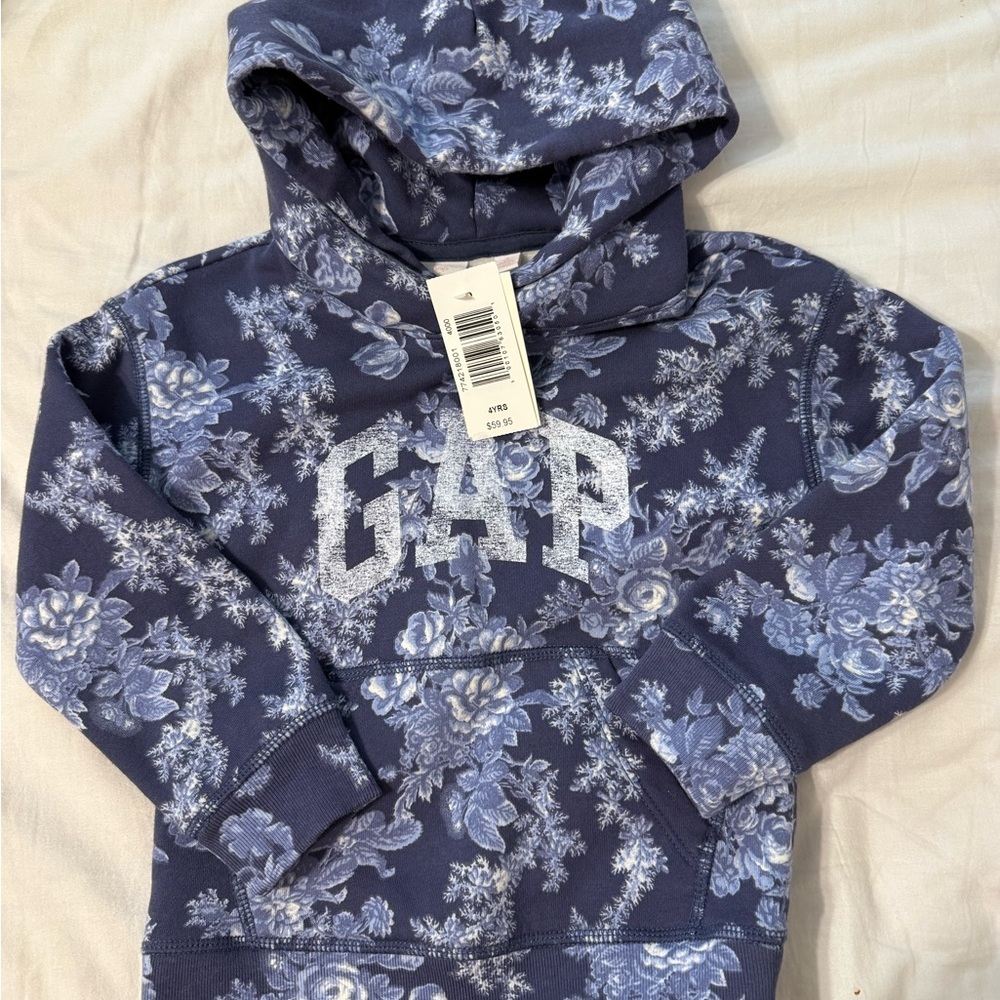 GAP Blue Floral Sweatshirt Hoodie